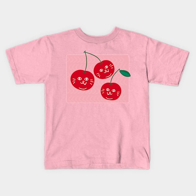 Meow Meow Cherry Cat Kids T-Shirt by Attapet Original